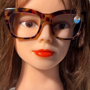 1562 Mona Reading Glasses 1.75 Tortoise Readers Rounded Square Frame NWT